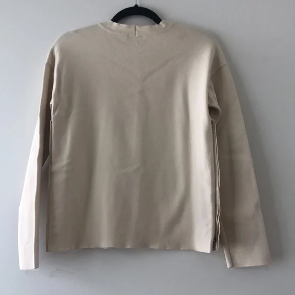 New Emporio Armani crew neck snap open side cropped cashmere blend sweater